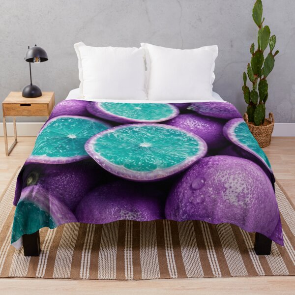 Item preview, Purple Citrus Fruit Pattern Teal Slices – Surreal Fantasy Fruit Print designed and sold by EatPrayLive.