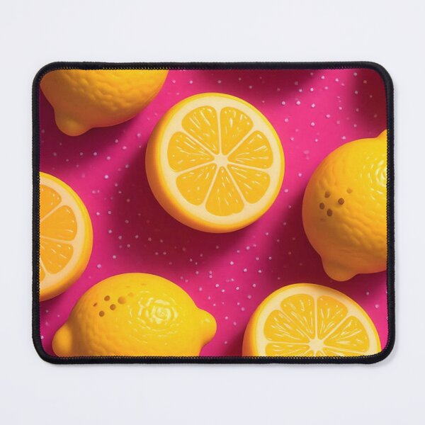 Item preview, Lemon Pattern Hot Pink Background – Whole and Sliced Citrus Fruit Print designed and sold by EatPrayLive.