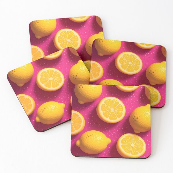 Item preview, Lemon Pattern Hot Pink Background – Whole and Sliced Citrus Fruit Print designed and sold by EatPrayLive.