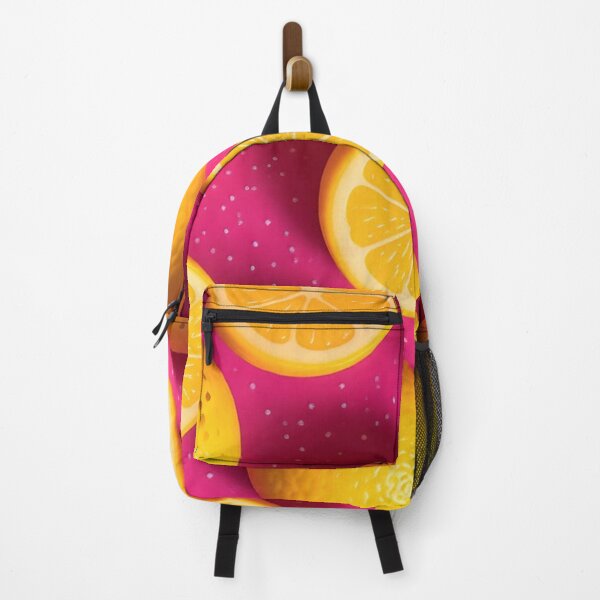 Item preview, Lemon Pattern Hot Pink Background – Whole and Sliced Citrus Fruit Print designed and sold by EatPrayLive.