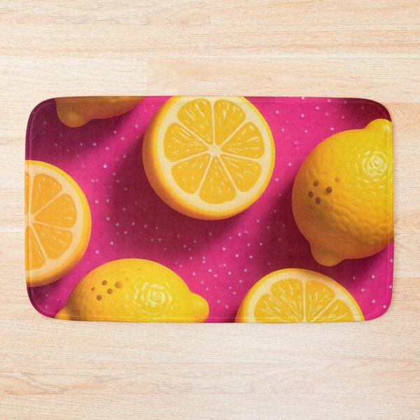 Item preview, Lemon Pattern Hot Pink Background – Whole and Sliced Citrus Fruit Print designed and sold by EatPrayLive.