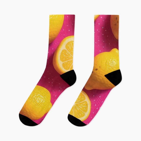 Item preview, Lemon Pattern Hot Pink Background – Whole and Sliced Citrus Fruit Print designed and sold by EatPrayLive.