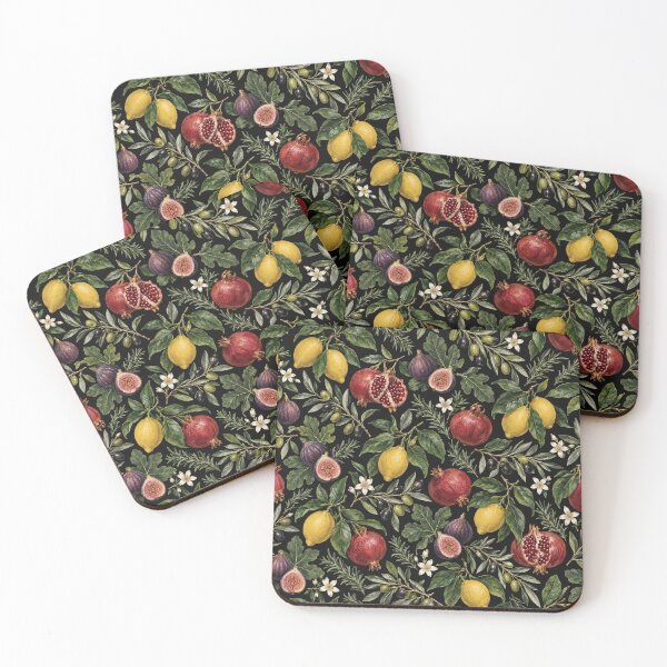 Item preview, Vintage Dark Botanical Pomegranate Lemon Fig Pattern designed and sold by ArtsAmaze.