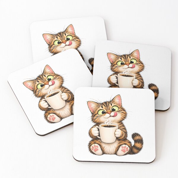 Item preview, Funny cat with coffee designed and sold by trendspatterns.