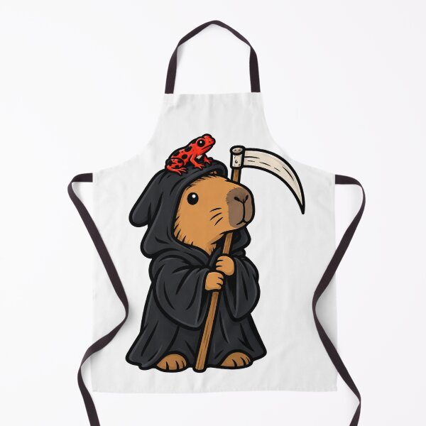 Item preview, Grim Reaper Capybara with Poison Dart Frog - Cute Spooky Capybara Sticker designed and sold by VYBEHAUS.