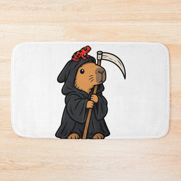 Item preview, Grim Reaper Capybara with Poison Dart Frog - Cute Spooky Capybara Sticker designed and sold by VYBEHAUS.