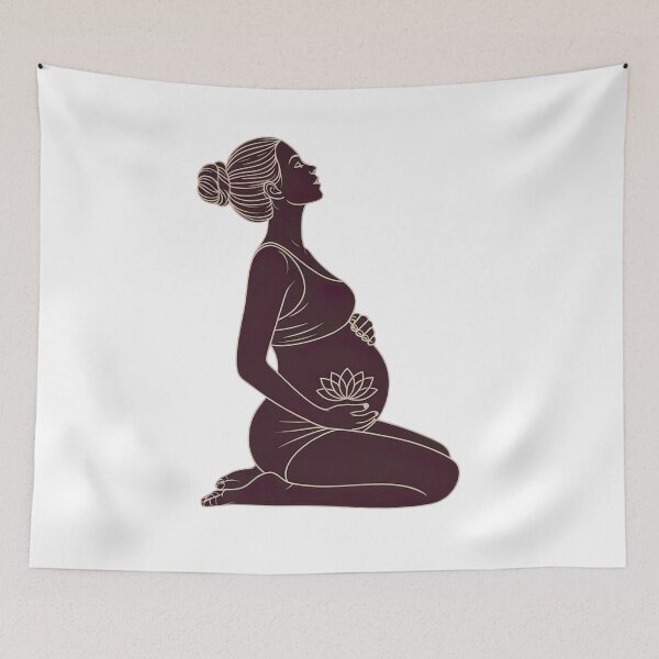 Item preview, Plum Gold Silhouette Kneeling Prenatal Piece designed and sold by 108stillness.