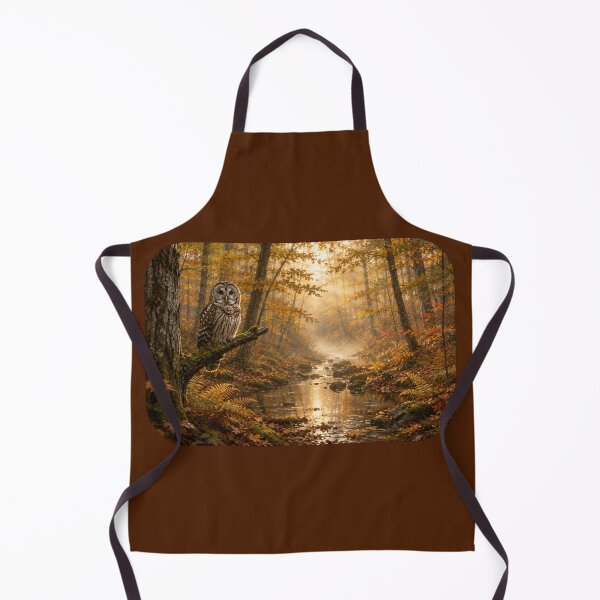 Item preview, Barred Owl in Autumn Woodland – Back Print Forest Landscape designed and sold by SusanSweetArt.