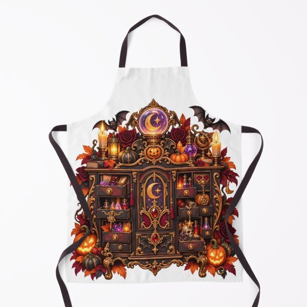 Item preview, Gothic Pumpkin Fortune Cabinet – Glowing Orb and Magical Curiosities designed and sold by Clothes With Smiling Animals Walt Gral.