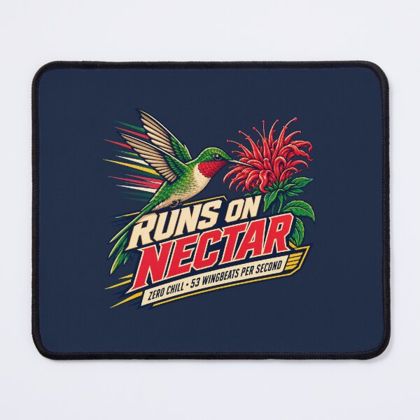 Item preview, Ruby Throated Hummingbird Bee Balm Runs On Nectar Funny Bird Graphic designed and sold by shifumart.