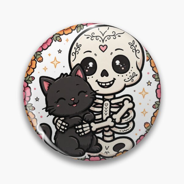 Item preview, Skeleton Hugging Black Cat Shirt — Floral Day of the Dead Tee designed and sold by unthinkabletees.