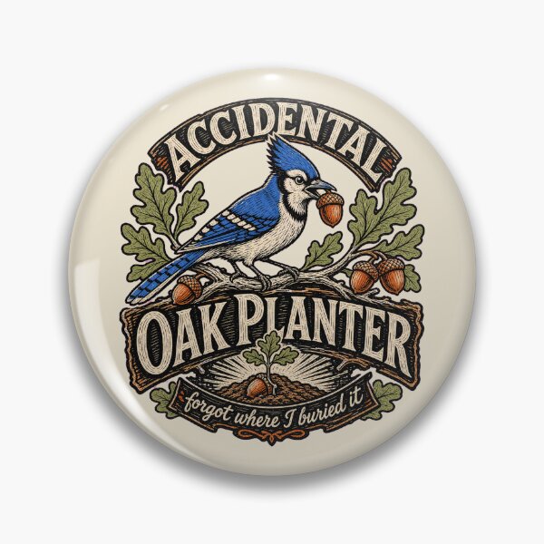 Item preview, Blue Jay Acorn Accidental Oak Planter Vintage Woodcut Bird Art designed and sold by shifumart.