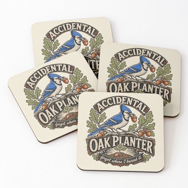 Item preview, Blue Jay Acorn Accidental Oak Planter Vintage Woodcut Bird Art designed and sold by shifumart.