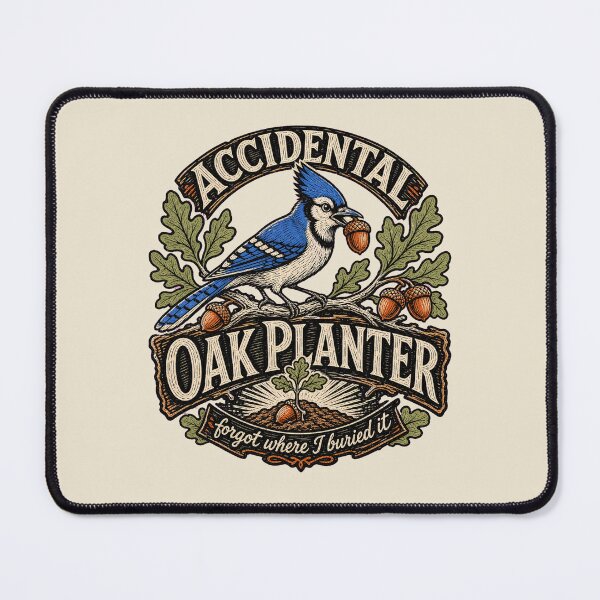 Item preview, Blue Jay Acorn Accidental Oak Planter Vintage Woodcut Bird Art designed and sold by shifumart.
