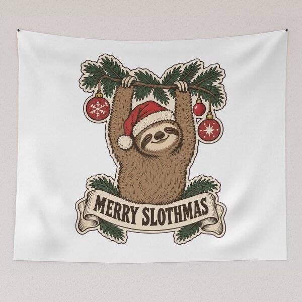 Item preview, Merry Slothmas Sloth in Santa Hat | Funny Sloth Christmas Pun designed and sold by StickyGuys.