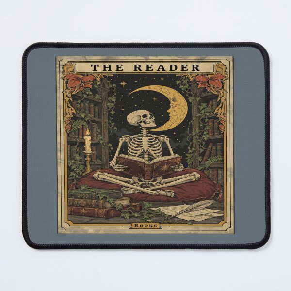 Item preview, Gothic Skeleton Reader for Dark Academia Fans designed and sold by POD DYNASTY | Original Print On Demand T-Shirt Graphics.