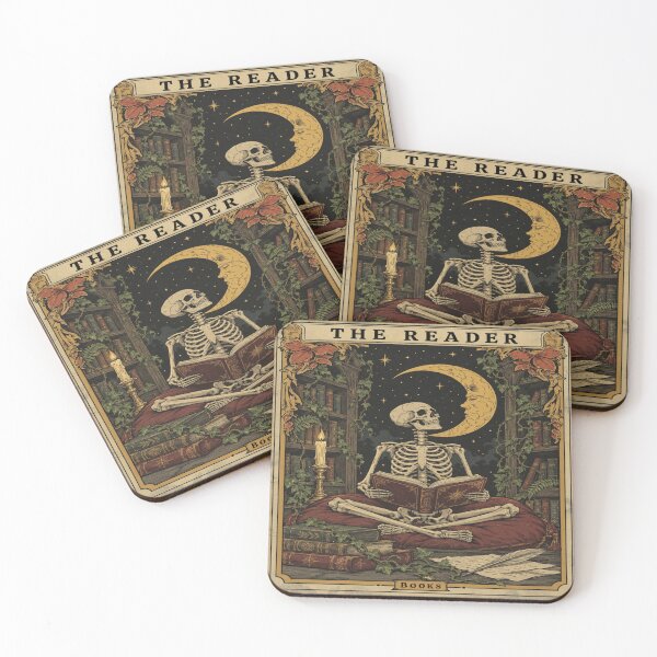 Item preview, Gothic Skeleton Reader for Dark Academia Fans designed and sold by POD DYNASTY | Original Print On Demand T-Shirt Graphics.