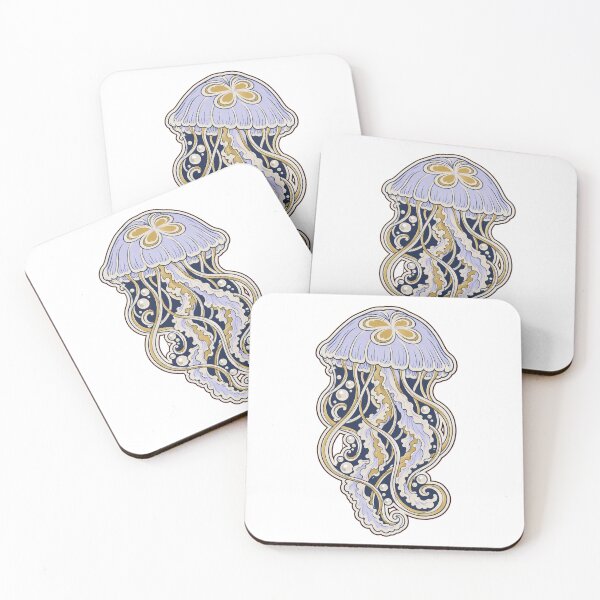 Item preview, Jellyfish Art Moon Jellyfish Sticker | Art Nouveau Ocean Die Cut designed and sold by StickyGuys.