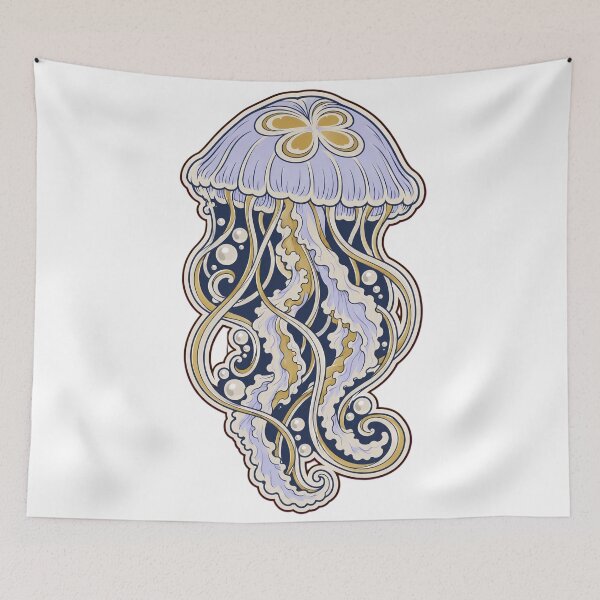 Item preview, Jellyfish Art Moon Jellyfish Sticker | Art Nouveau Ocean Die Cut designed and sold by StickyGuys.