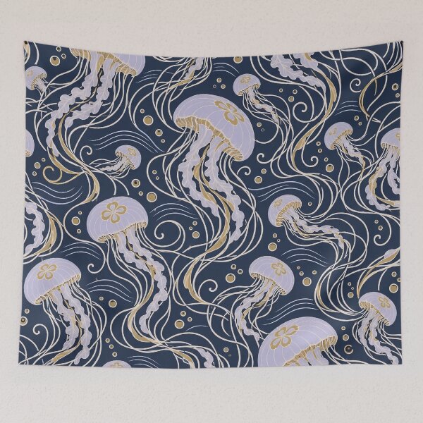 Item preview, Moon Jellyfish Art Nouveau Seamless Pattern | Ocean Jellyfish Art Repeat designed and sold by StickyGuys.