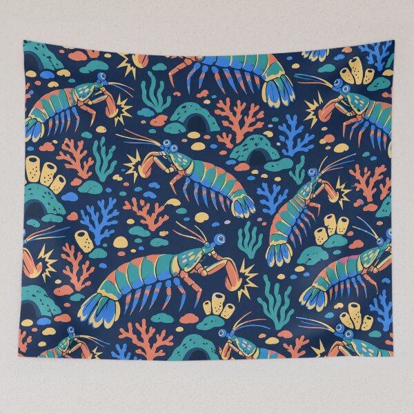 Item preview, Mantis Shrimp Seamless Pattern | Peacock Mantis Shrimp Ocean Repeat designed and sold by StickyGuys.