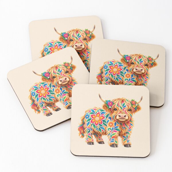 Item preview, Kaleido Floral Highland Cow designed and sold by Myra365Art.