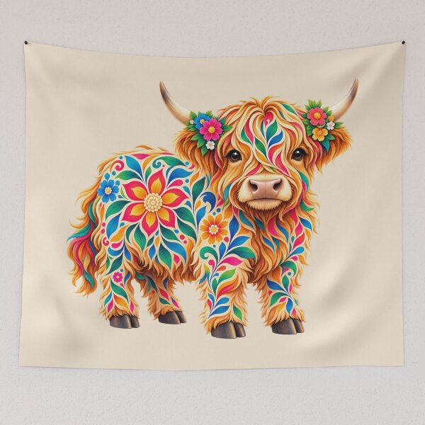 Item preview, Kaleido Floral Highland Cow designed and sold by Myra365Art.