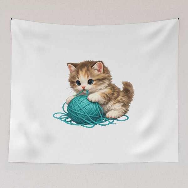Item preview, Adorable Kitty Playing with Yarn designed and sold by susiecc.