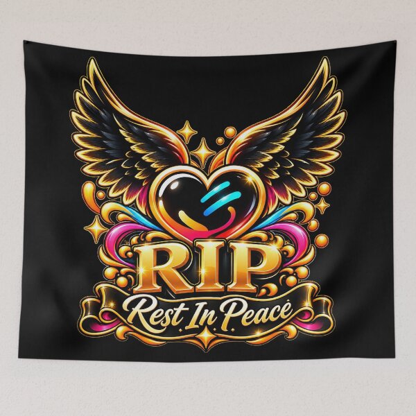 Item preview, RIP Rest in Peace – Golden Winged Heart Memorial Design designed and sold by IMuDesigner.
