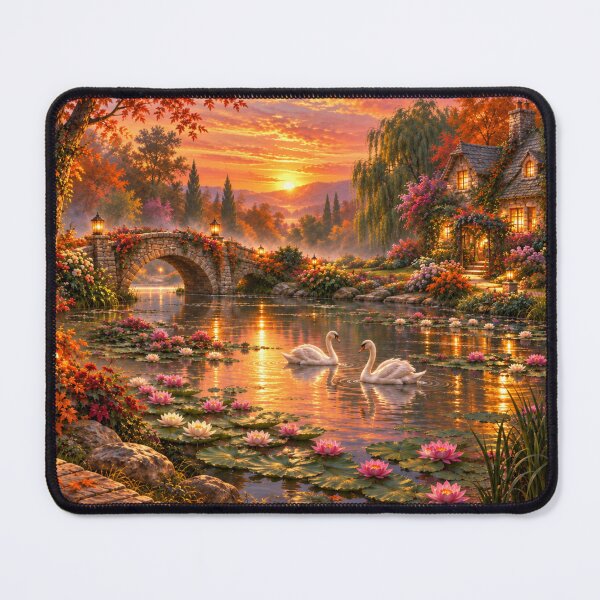 Item preview, Water lily pond with swans designed and sold by _ARLUNA_.