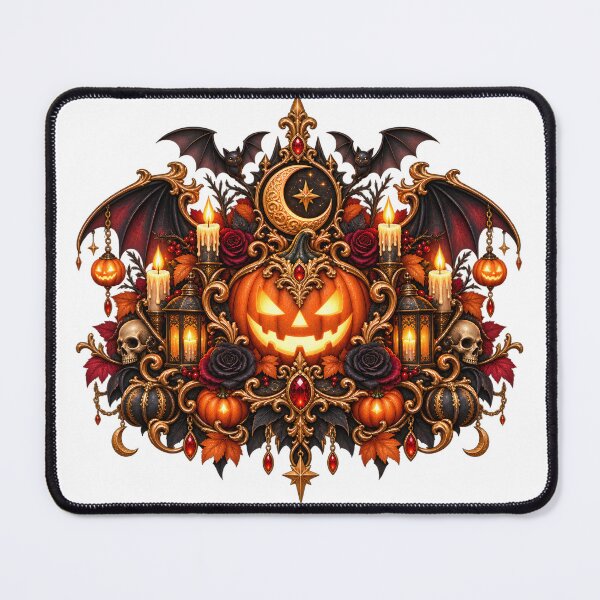 Item preview, Gothic Pumpkin Crest – Halloween Moon, Bats and Roses designed and sold by Clothes With Smiling Animals Walt Gral.