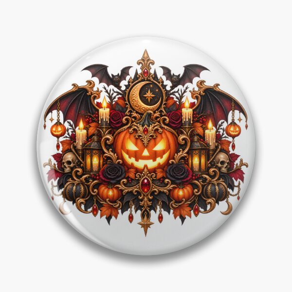 Item preview, Gothic Pumpkin Crest – Halloween Moon, Bats and Roses designed and sold by Clothes With Smiling Animals Walt Gral.