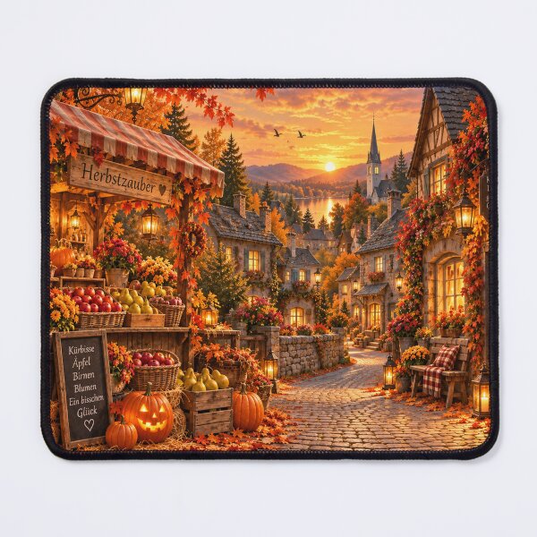 Item preview, Autumn village with market stall designed and sold by _ARLUNA_.
