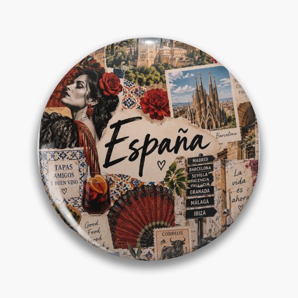 Item preview, Spain Travel Collage – Vintage Mediterranean Culture & Barcelona Art designed and sold by MetaModel Editions.