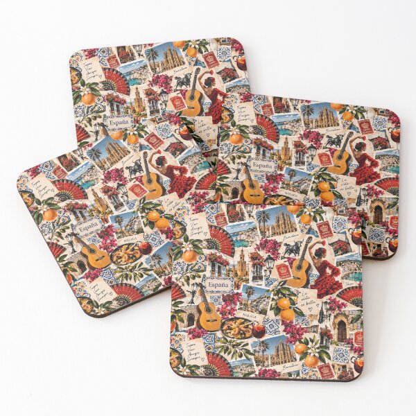 Item preview, Spain Travel Collage – Vintage Mediterranean Culture & Barcelona Art designed and sold by MetaModel Editions.
