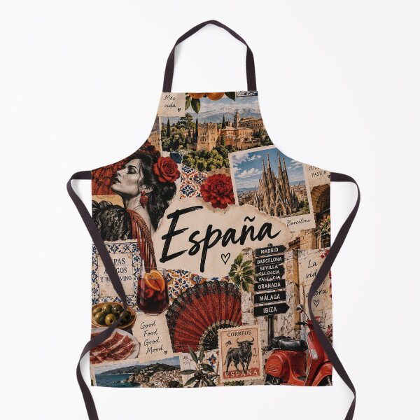 Item preview, Spain Travel Collage – Vintage Mediterranean Culture & Barcelona Art designed and sold by MetaModel Editions.