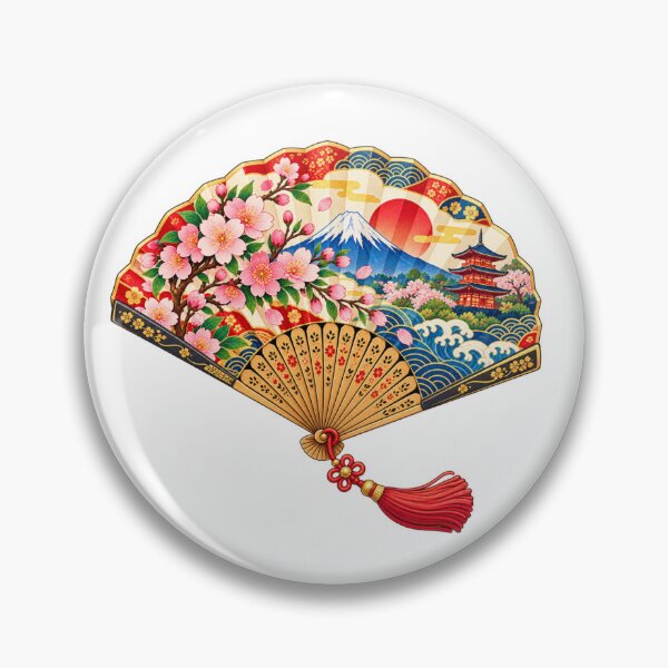 Item preview,  Classic Japanese Folding Fan - Mount Fuji & Cherry Blossoms designed and sold by Myra365Art.