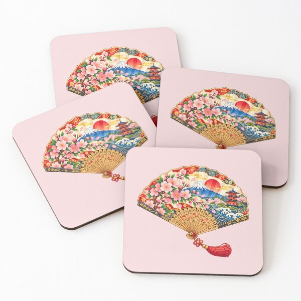 Item preview,  Classic Japanese Folding Fan - Mount Fuji & Cherry Blossoms designed and sold by Myra365Art.