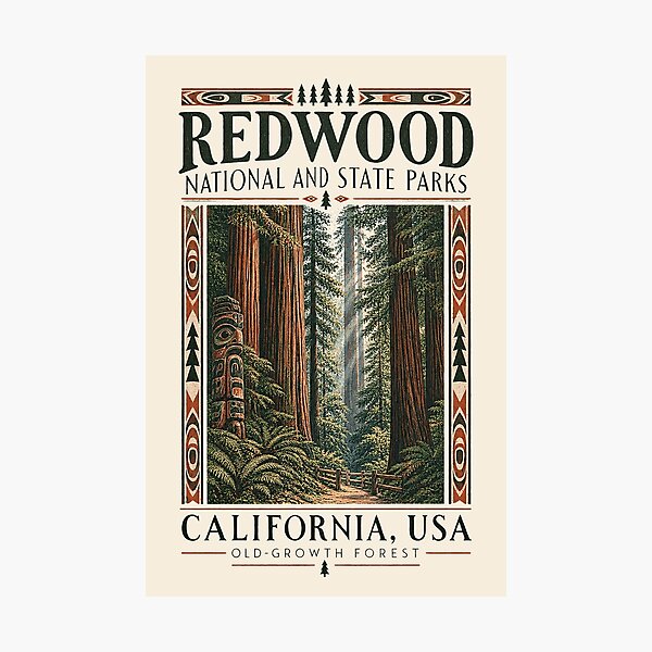 Item preview, Redwood National and State Parks, California, USA [Vintage Illustration] designed and sold by elektronen.