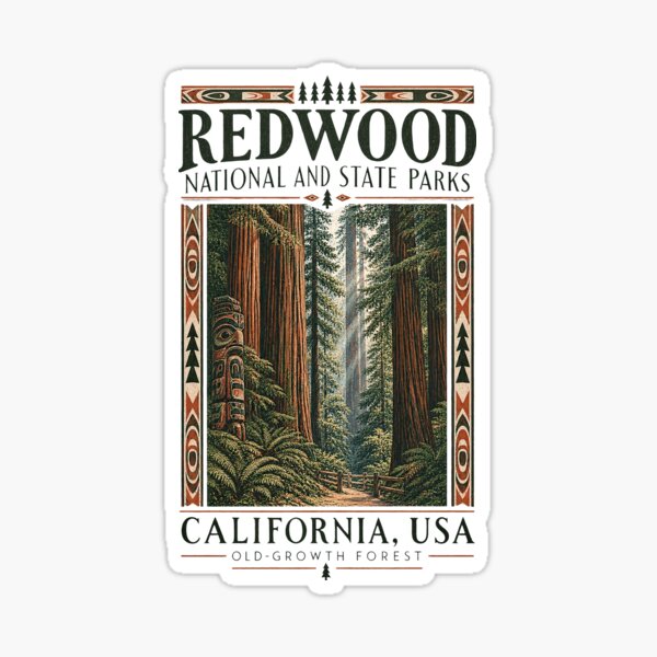 Item preview, Redwood National and State Parks, California, USA [Vintage Illustration] designed and sold by elektronen.