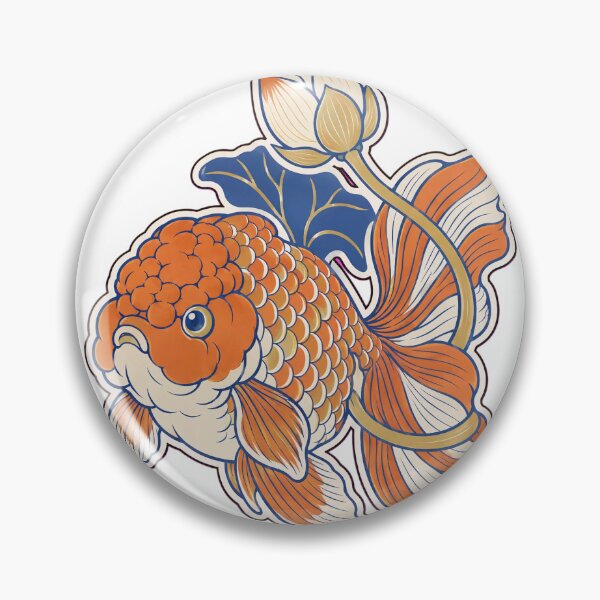 Item preview, Goldfish Ranchu Sticker | Fancy Goldfish Chinoiserie Lotus Die Cut designed and sold by StickyGuys.