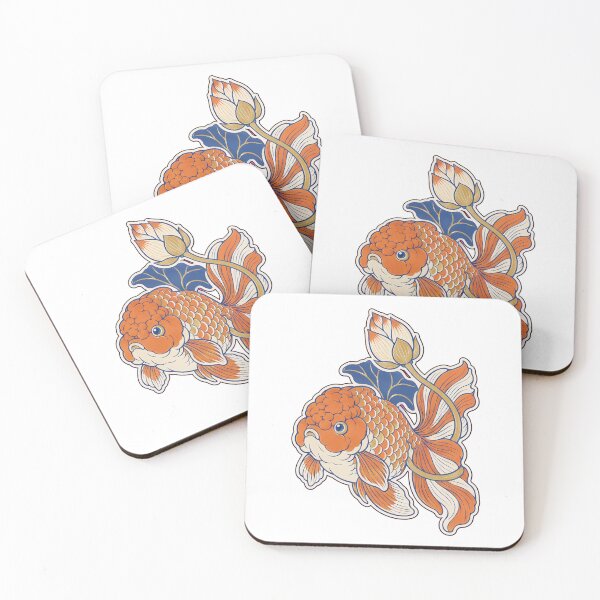 Item preview, Goldfish Ranchu Sticker | Fancy Goldfish Chinoiserie Lotus Die Cut designed and sold by StickyGuys.