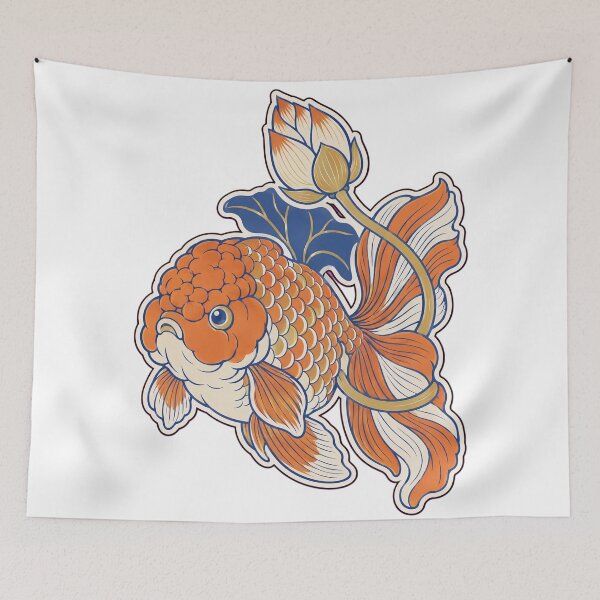 Item preview, Goldfish Ranchu Sticker | Fancy Goldfish Chinoiserie Lotus Die Cut designed and sold by StickyGuys.