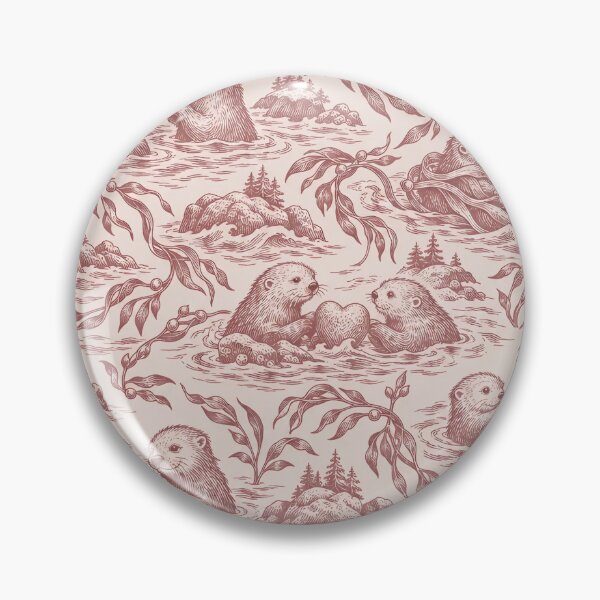 Item preview, Significant Otters Toile Seamless Pattern | Cute Sea Otter Couple Valentine Toile designed and sold by StickyGuys.