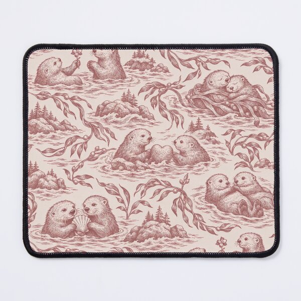 Item preview, Significant Otters Toile Seamless Pattern | Cute Sea Otter Couple Valentine Toile designed and sold by StickyGuys.
