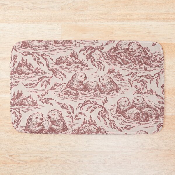 Item preview, Significant Otters Toile Seamless Pattern | Cute Sea Otter Couple Valentine Toile designed and sold by StickyGuys.