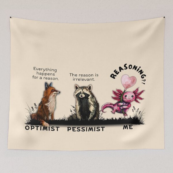 Item preview, Everything Happens for a Reason – Funny Optimist Pessimist Axolotl Shirt designed and sold by ArtistsAtticWI.