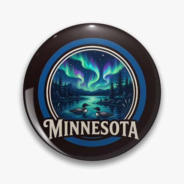 Item preview, Minnesota Northern Lights & Loons - Scenic Nature Emblem  Description designed and sold by FrozenFits.
