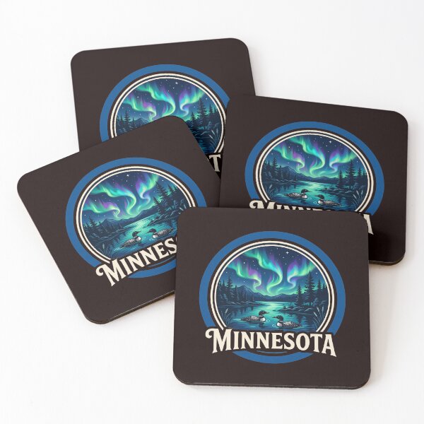 Item preview, Minnesota Northern Lights & Loons - Scenic Nature Emblem  Description designed and sold by FrozenFits.