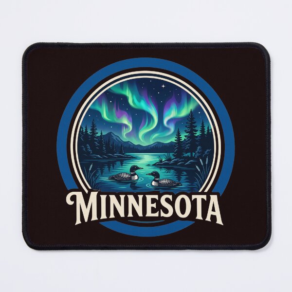 Item preview, Minnesota Northern Lights & Loons - Scenic Nature Emblem Description designed and sold by FrozenFits.